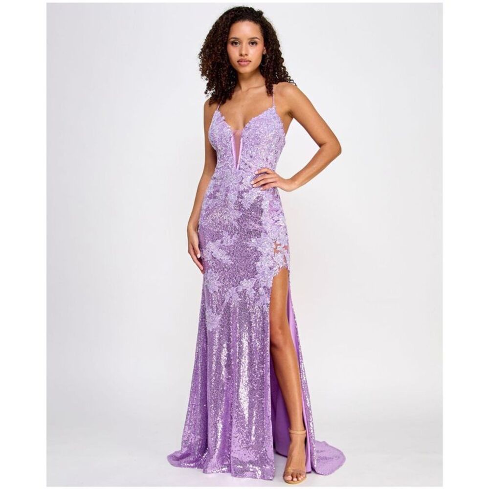 Say Yes to the Prom Womens Juniors Sequins Maxi Gown Dress, NWT